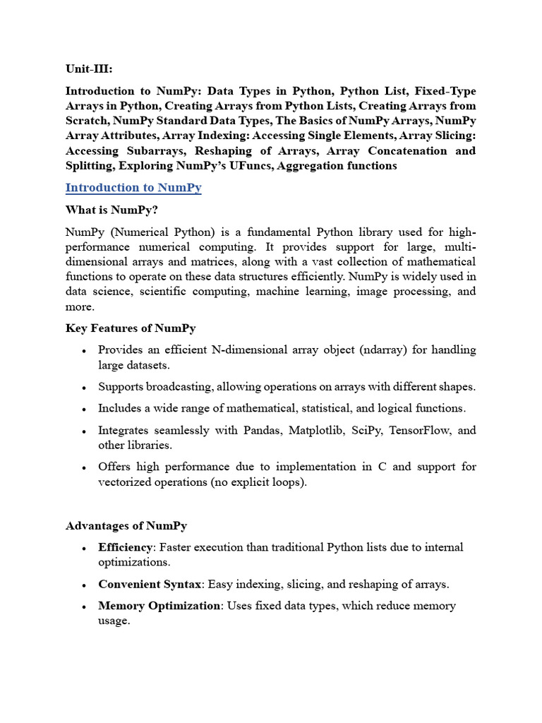NumPy Basics and Applications Guide | PDF | Software Engineering ...