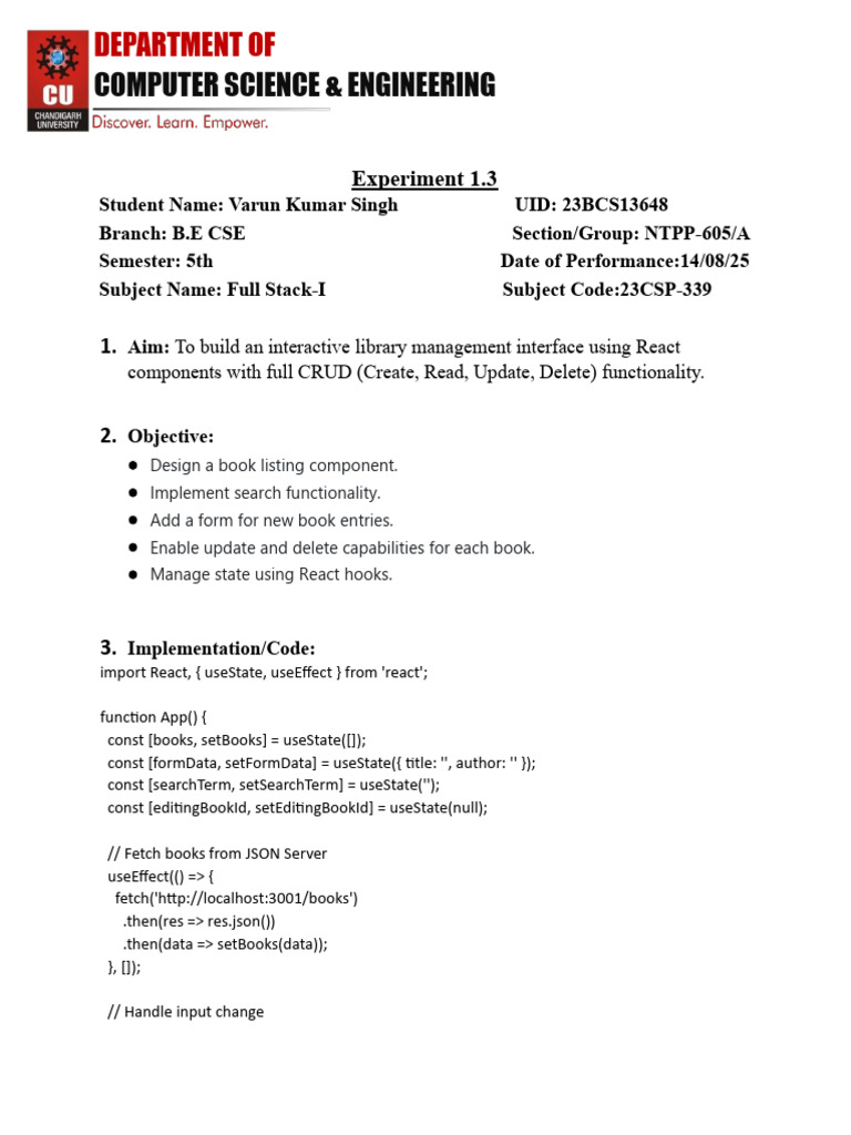 Full Stack Expt 1.3 Varun | PDF | Computing | Software
