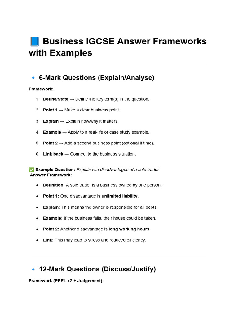 6-Mark Business Question Frameworks | PDF | Bakery | Business