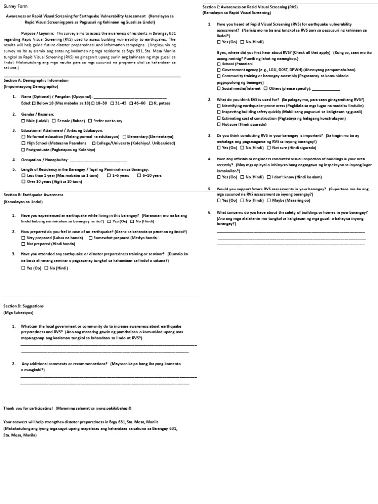Survey Form | PDF