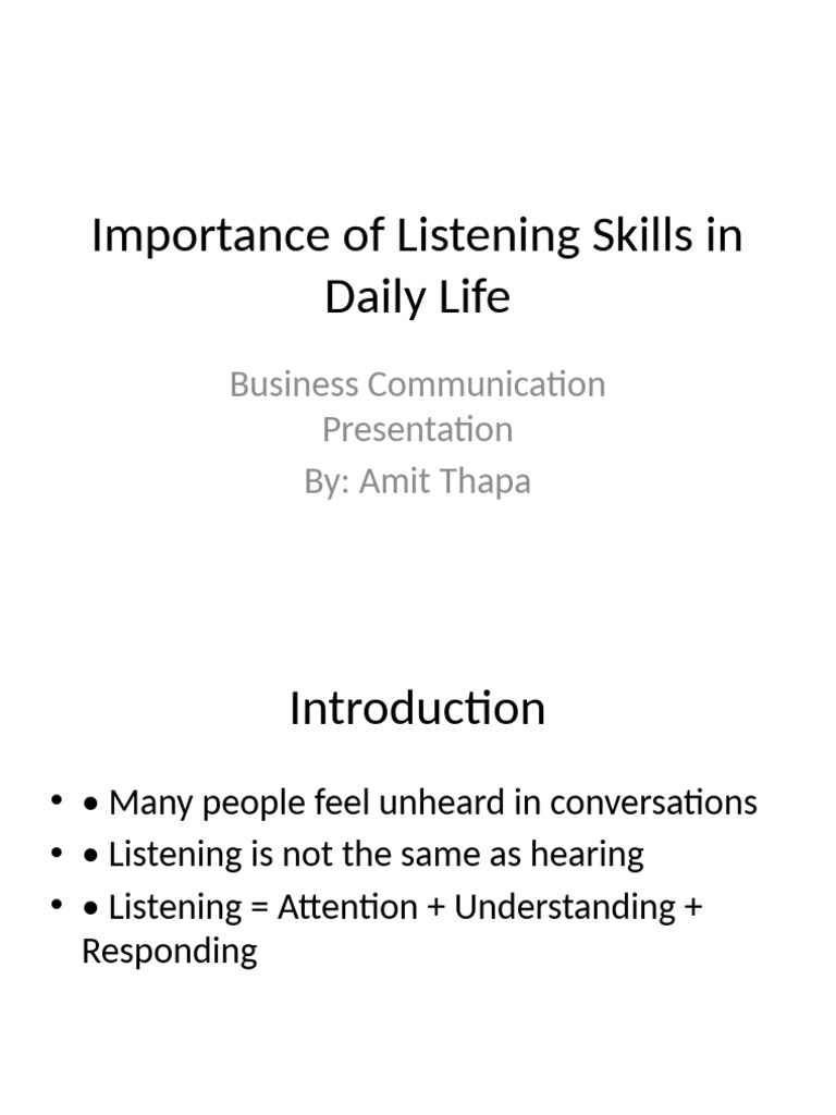 Importance of Listening Skills Presentation | PDF