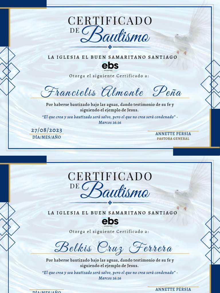 Certificado de Bautismo y Fe | PDF | Bautismo | Jesús
