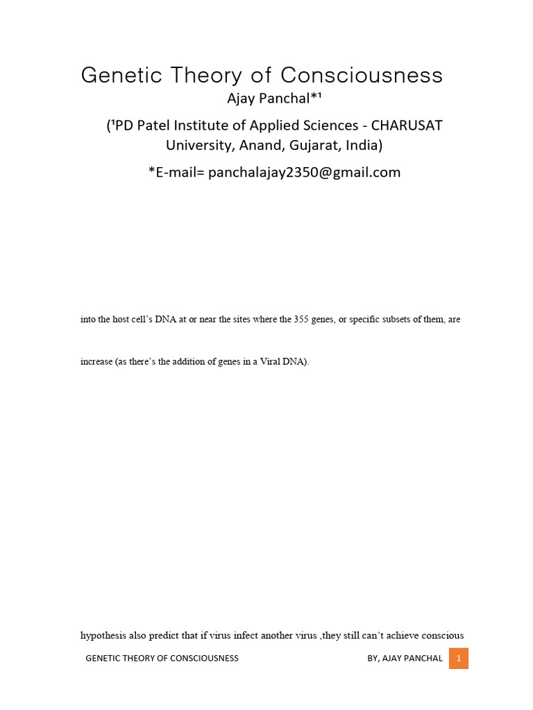 Genetic Theory of Consciousness | PDF | Virus | Gene