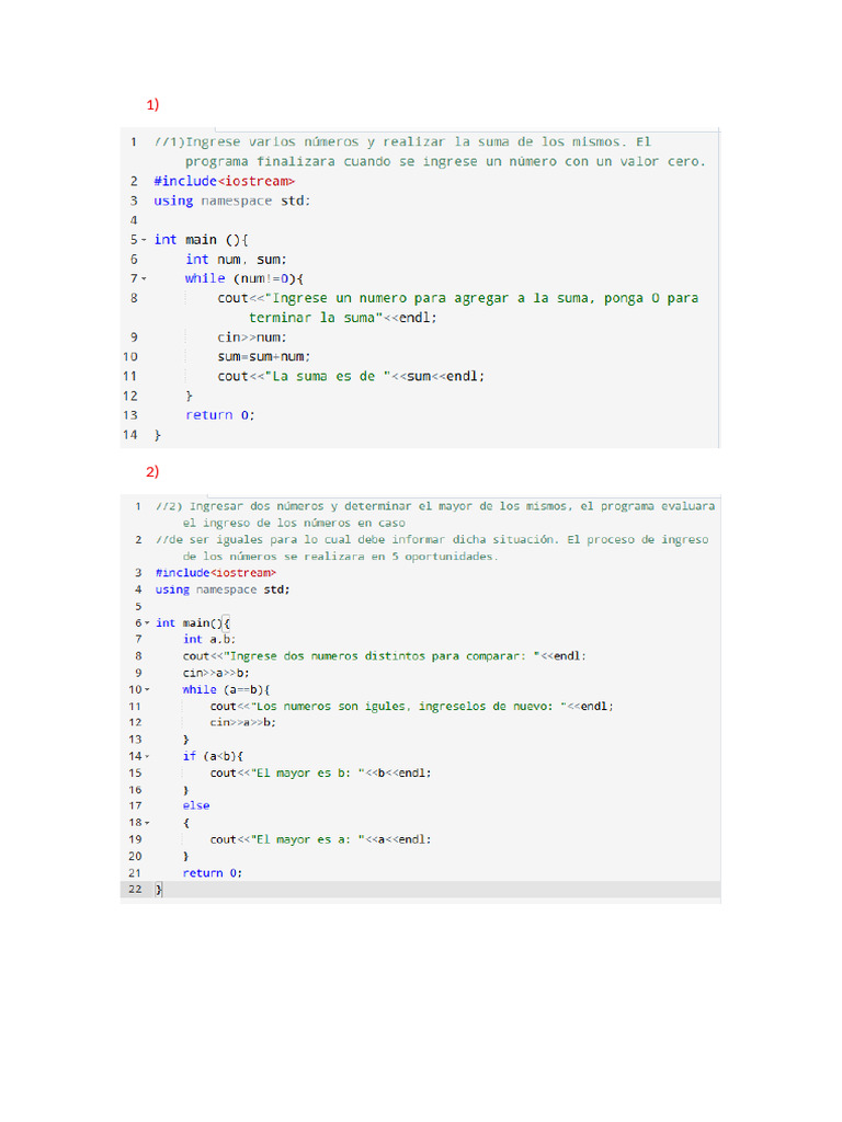 Programas Basicos en C++ | PDF