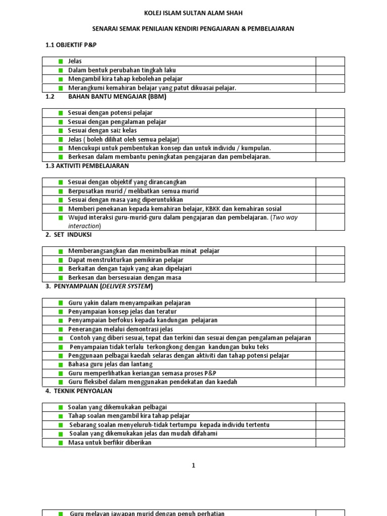 Senarai Semak Keberkesanan Pp