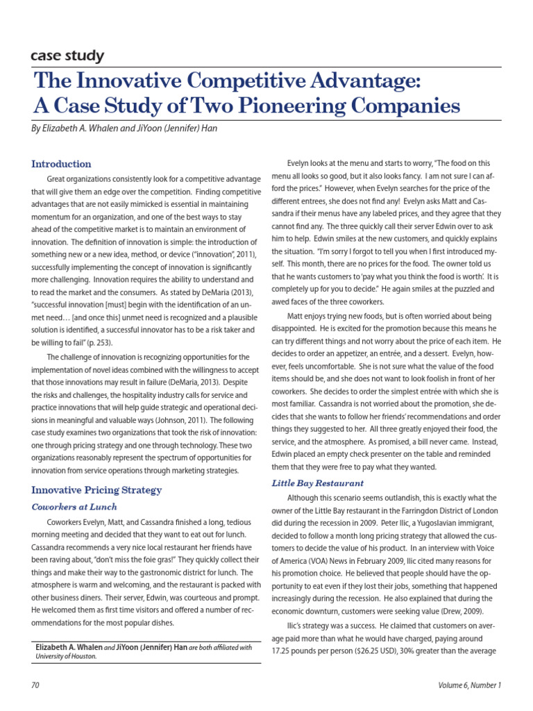 Innovative Competitive Advantage Case Study | PDF | Menu | Innovation