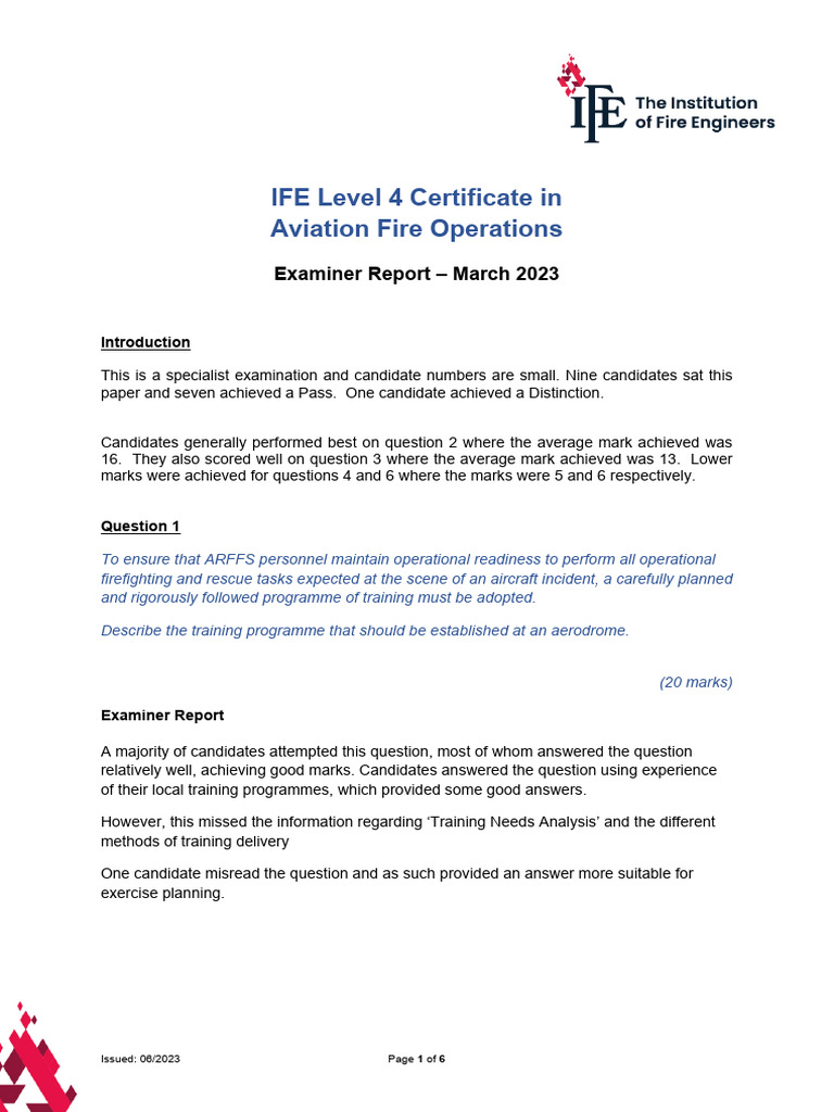 IFE Level 4 Aviation Fire Operations Report | PDF | Aviation | Safety