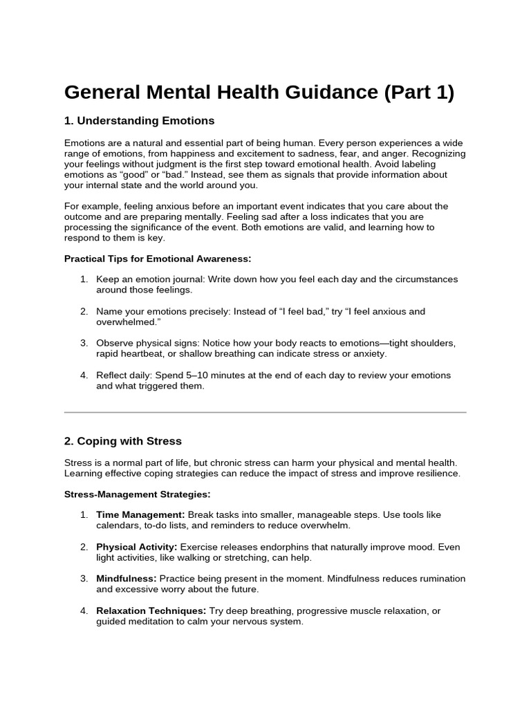 Essential Mental Health Strategies Guide | PDF | Anxiety | Sleep