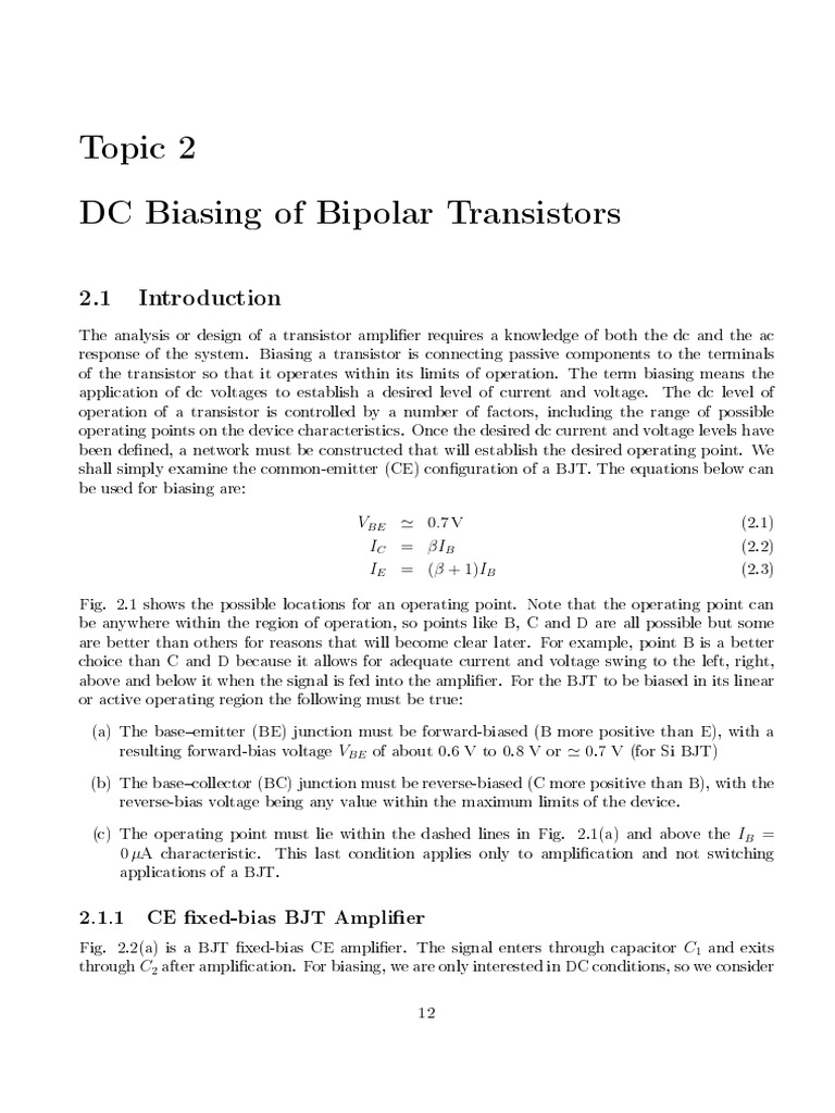 DC Biasing Techniques for BJTs | PDF | Bipolar Junction Transistor ...