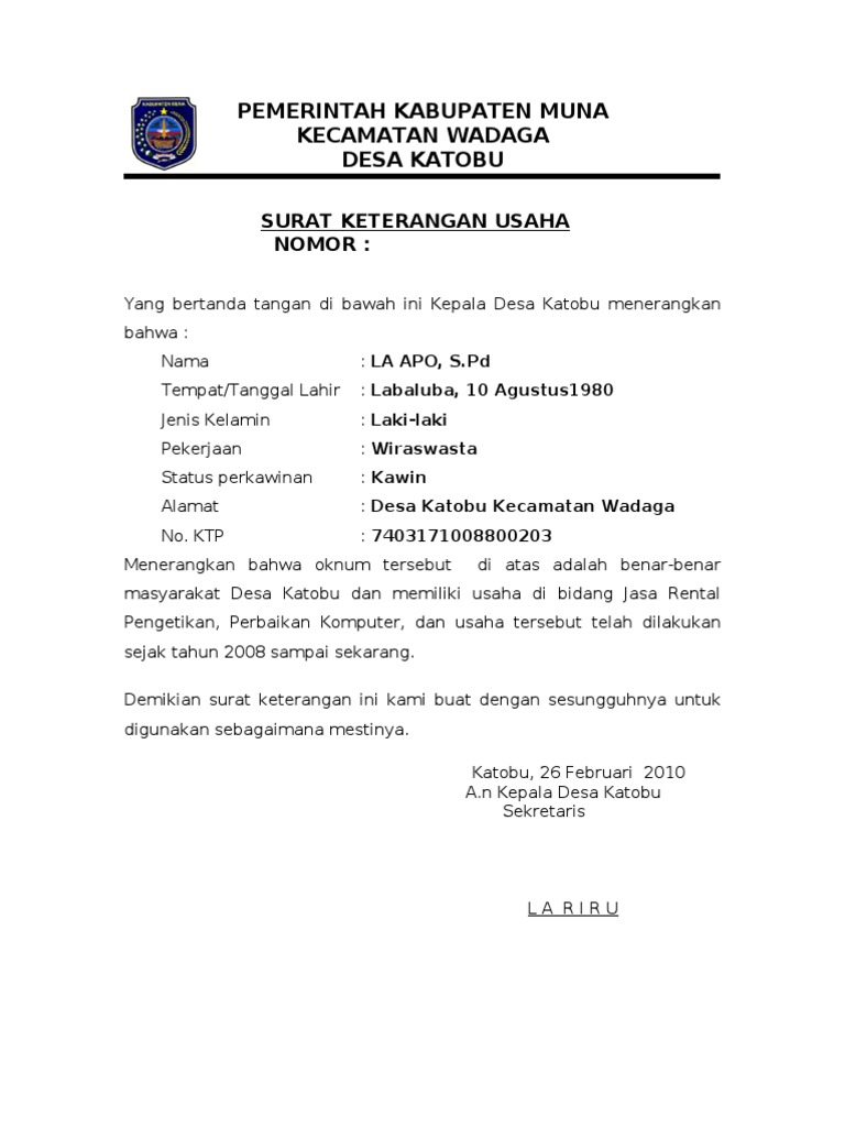 Surat Izin Usaha Dari Desa
