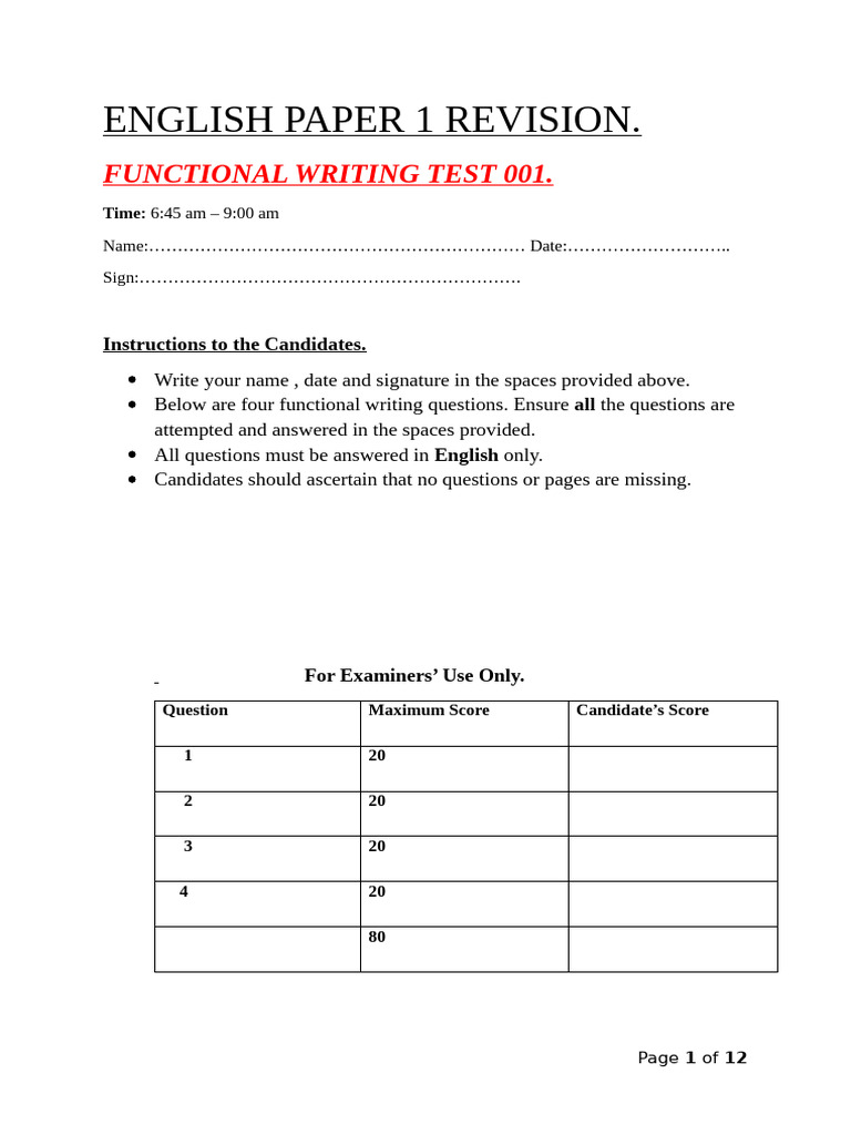 Functional Writing Revision Guide | PDF