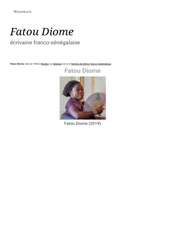 Biographie de Fatou Diome | PDF