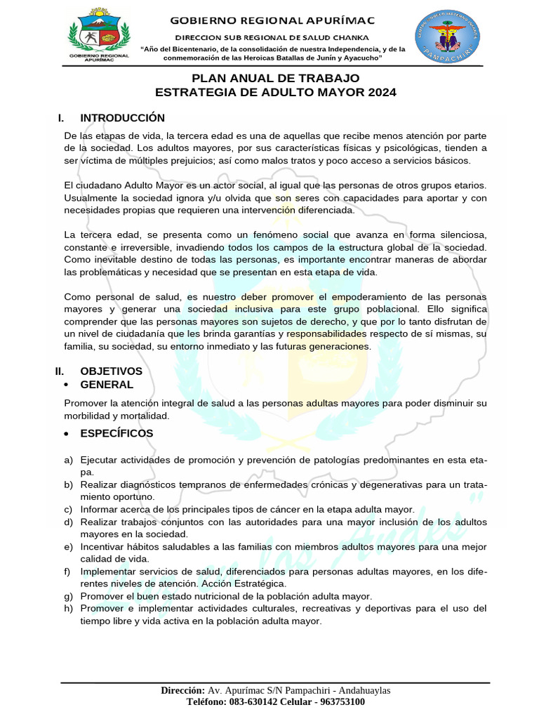 Estrategia Integral para Adultos Mayores 2024 | PDF | Vejez | Adultos