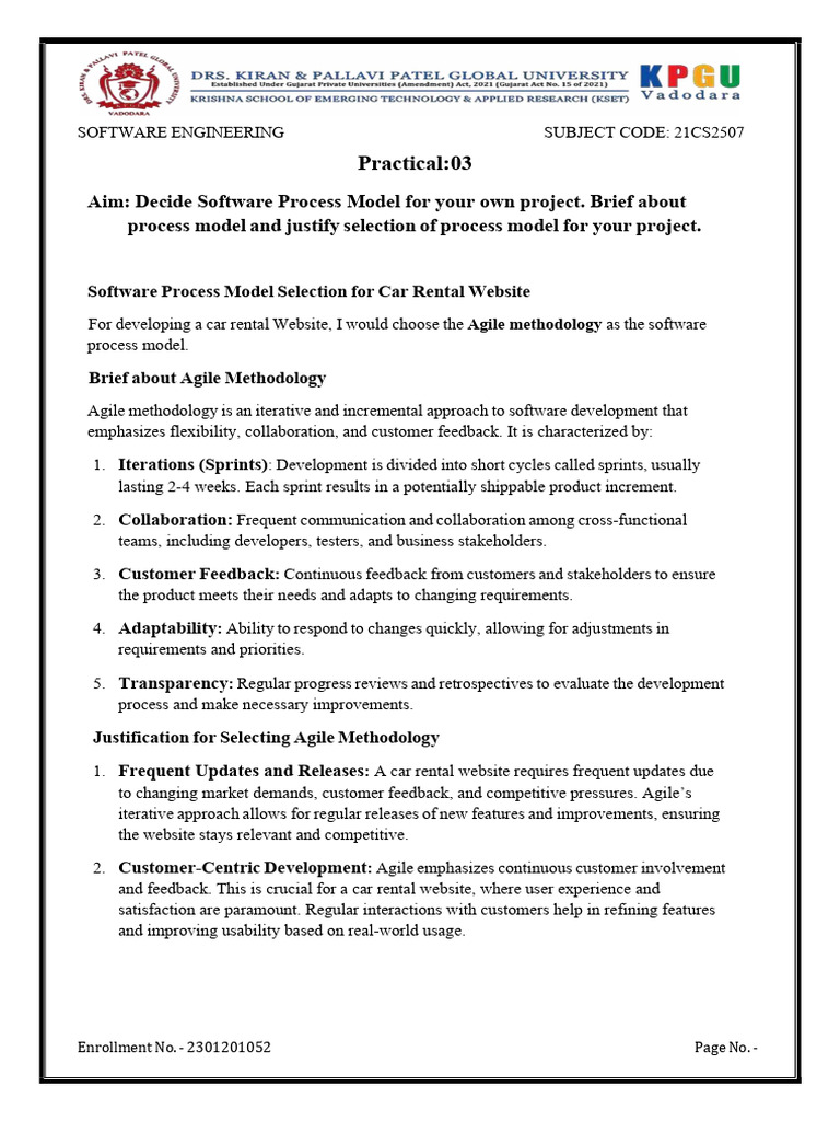Agile Process Model for Car Rental App | PDF | Agile Software ...