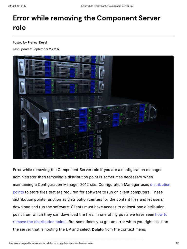 Error While Removing The Component Server Role | PDF | Server ...