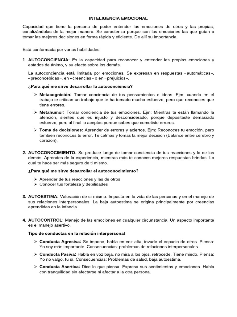 Habilidades de Inteligencia Emocional | PDF | Las emociones | Comunicación