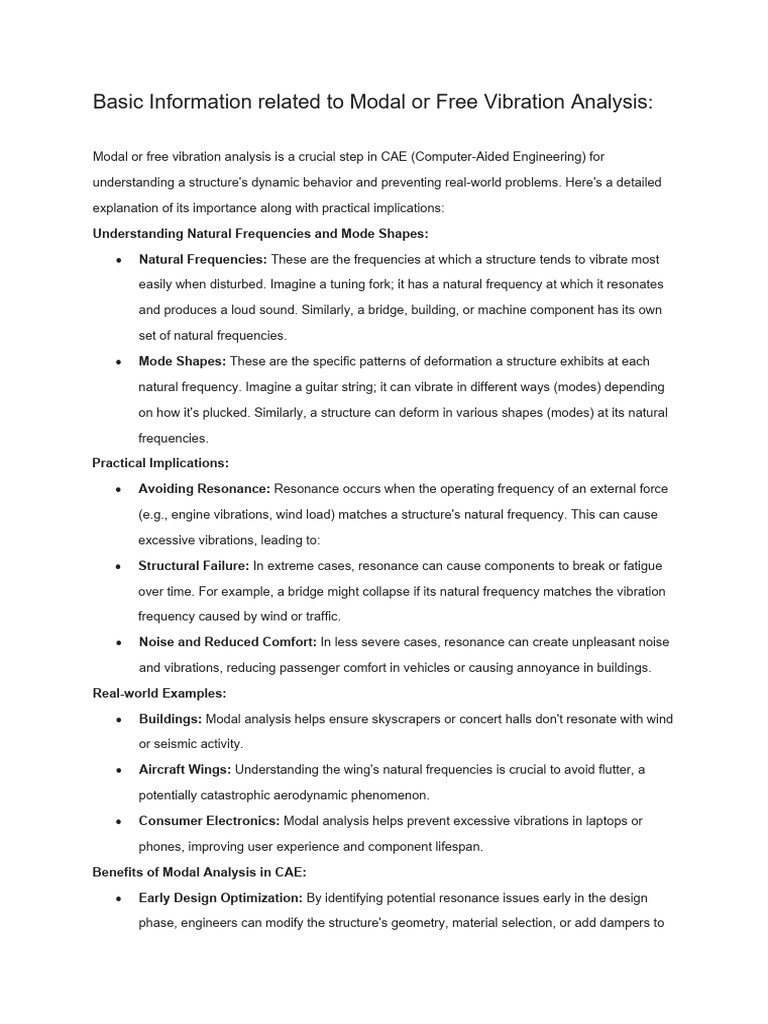 Basic Information Related To Modal or Free Vibration Analysis | PDF ...