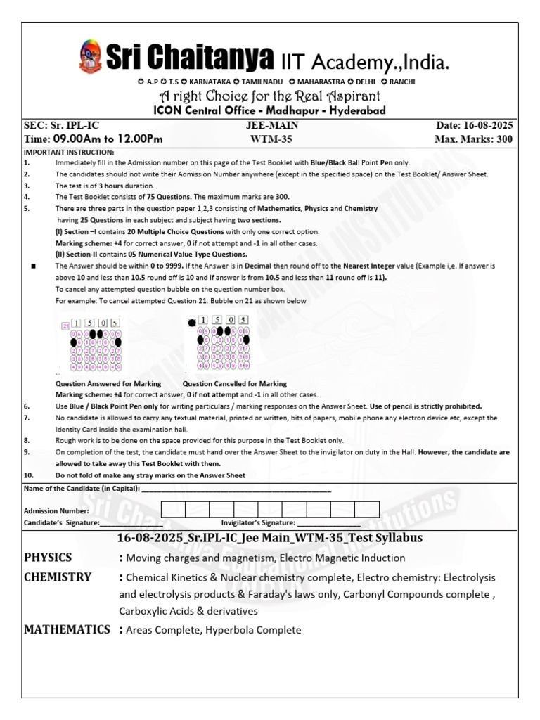 JEE Main 2025 Exam Instructions and Syllabus | PDF | Ellipse | Magnetic ...