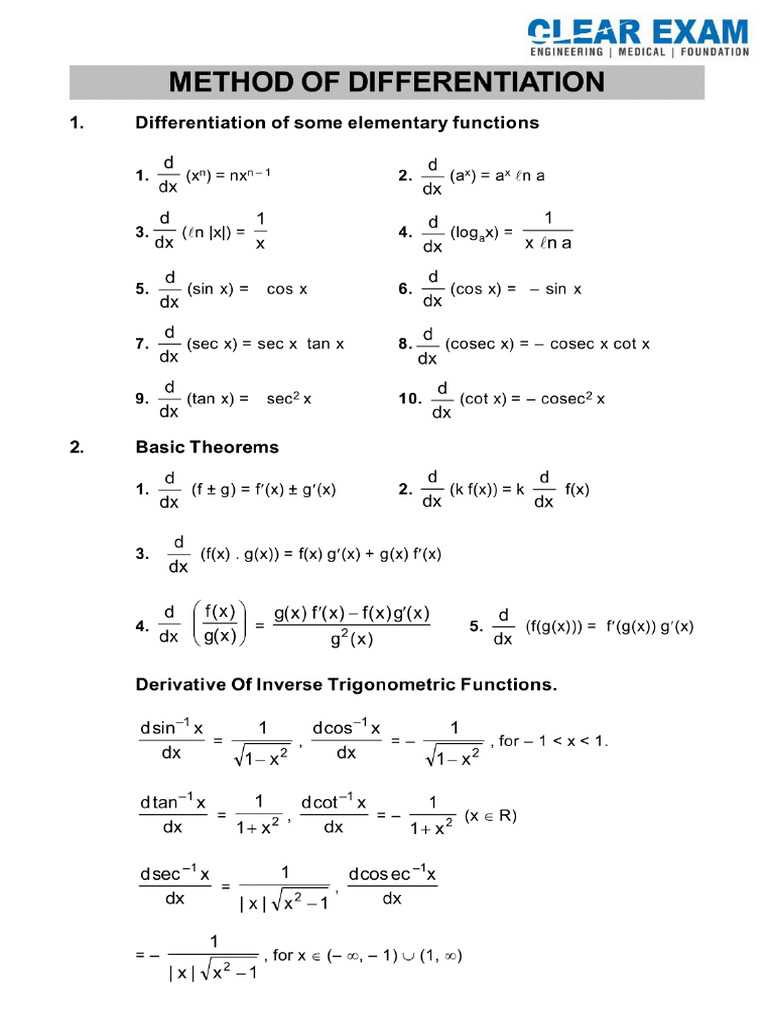 Method of Differentiation | PDF