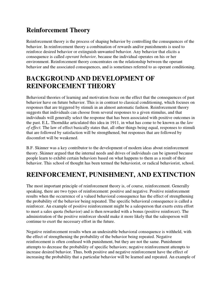Reinforcement Theory | PDF