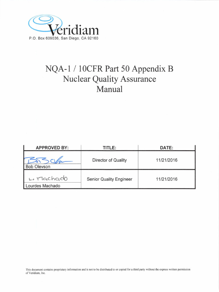 Nuclear Quality Assurance Manual | PDF | Audit | Nondestructive Testing