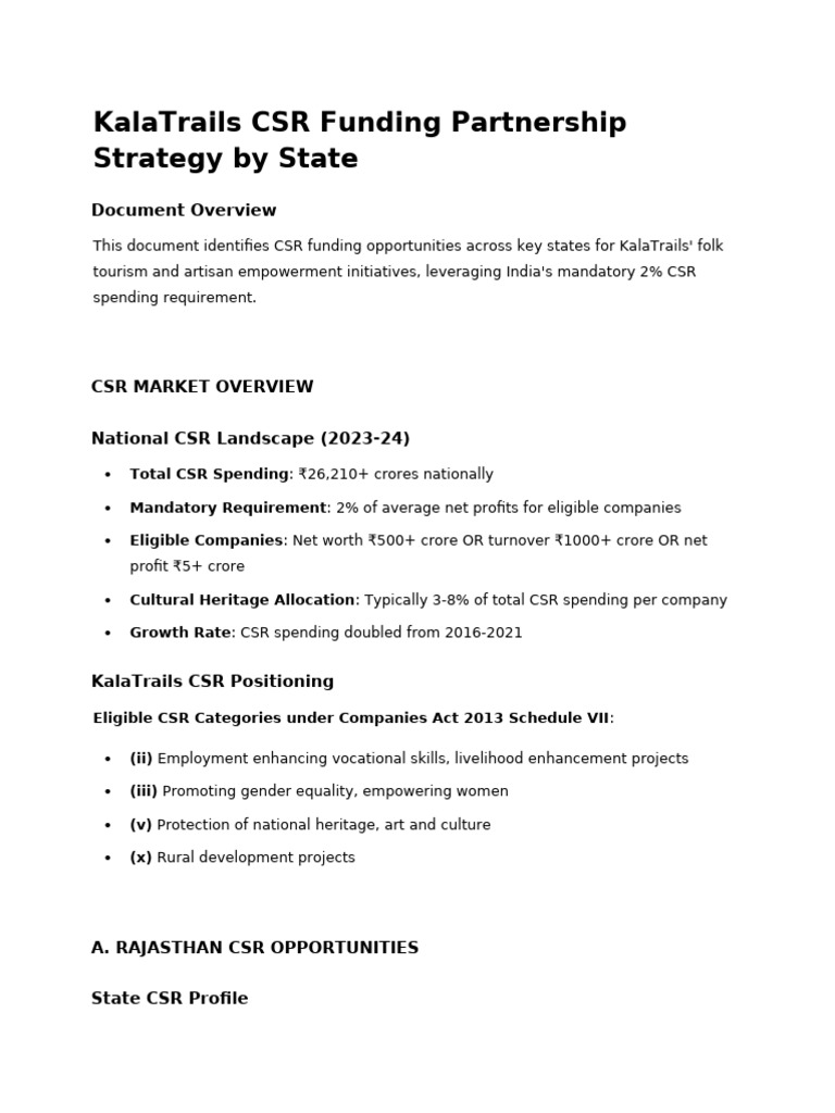 CSR Funding Strategy by State | PDF | Corporate Social Responsibility ...