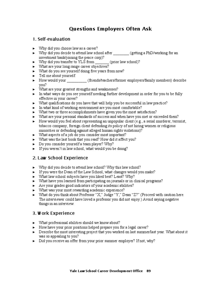 Sample Interview Questions PDF Lawyer Partnership