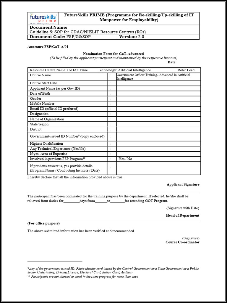 Nomination Form for AI Training Program | PDF | Government | Authentication