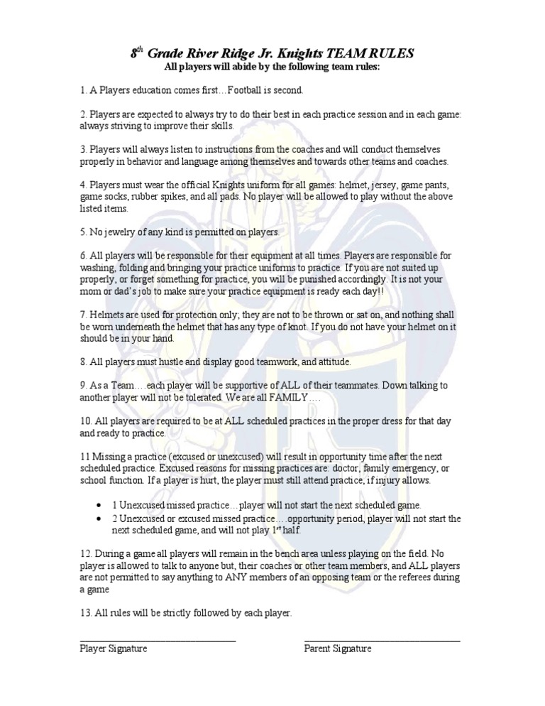 Team Rules PDF Sports Leisure
