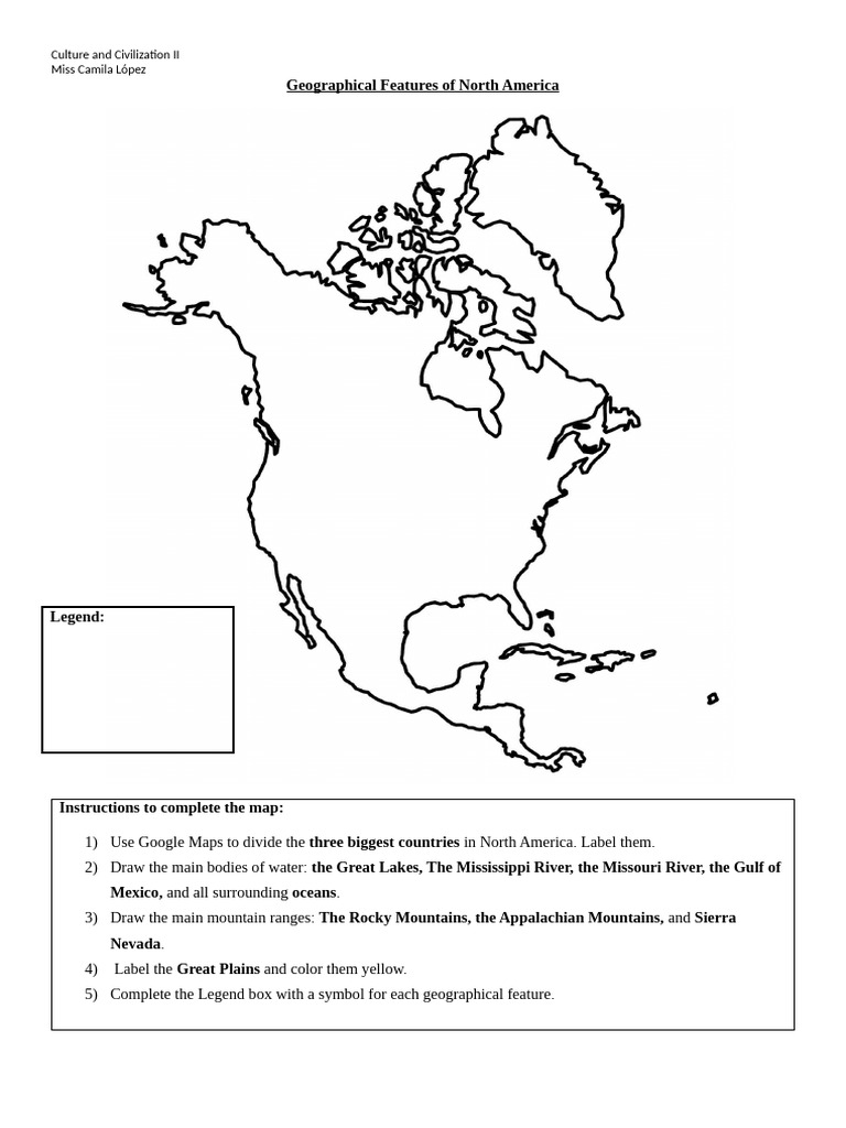 North America Geographical Features Map | PDF | North America | Earth ...