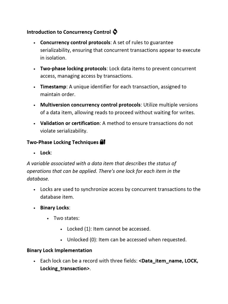 Concurrency Control Techniques Overview | PDF | Database Transaction ...