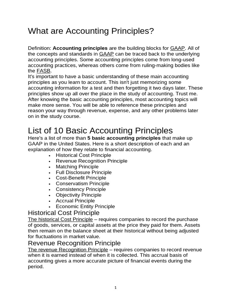Essential Accounting Principles Explained | PDF | Going Concern ...