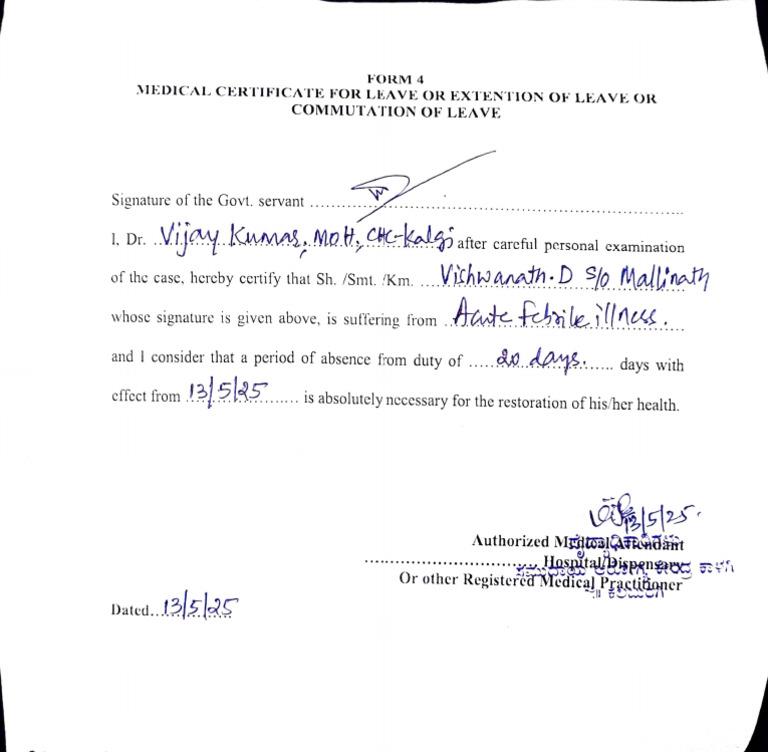 Medical Certificate Form 4 Details | PDF