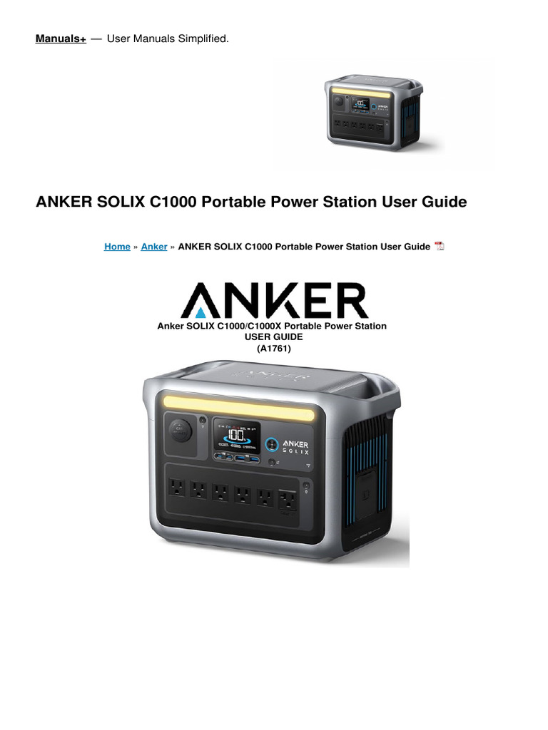 Anker Solix C1000 User Guide | PDF | Battery Charger | Electric Power