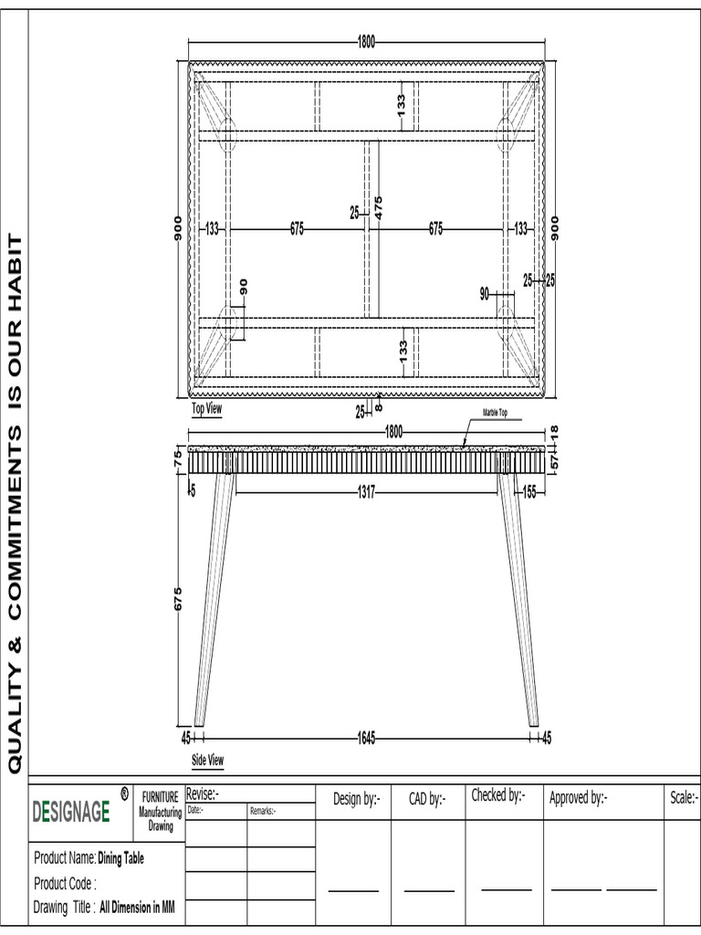 Dining Table CAD Design Specifications | PDF