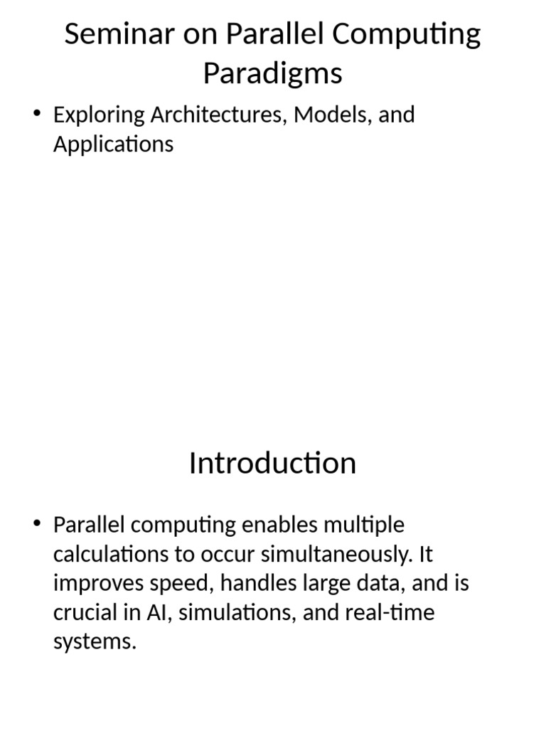 Parallel Computing Paradigms Seminar | PDF