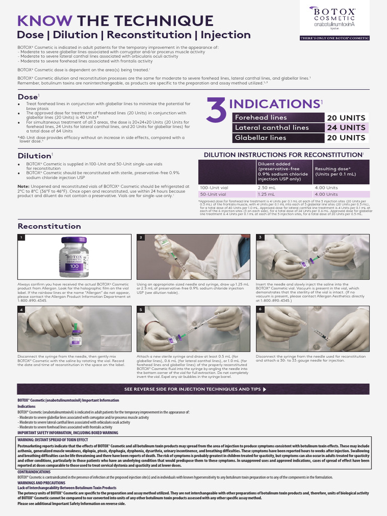 Botox Reconstitution and Dosage Guide | PDF | Botulinum Toxin | Medicine