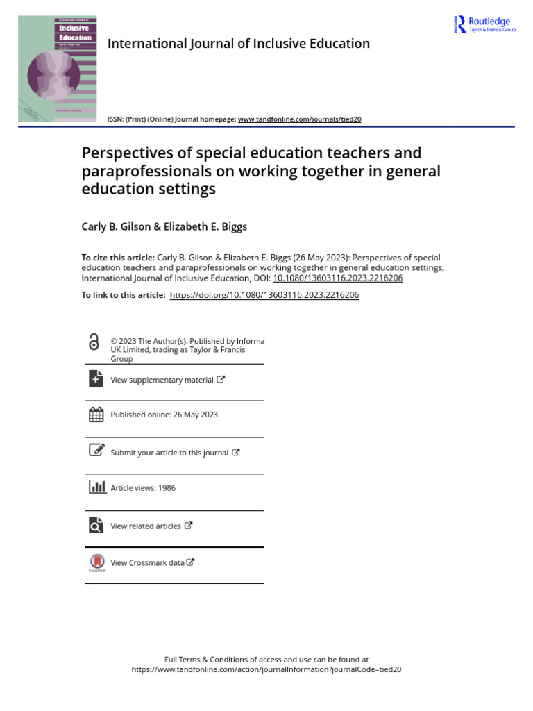Perspectives of Special Education Teachers and Paraprofessionals On ...