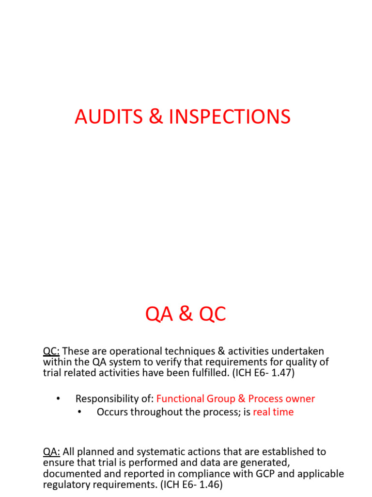 Lec29 - Audits and Inspections | PDF | Audit | Quality Assurance