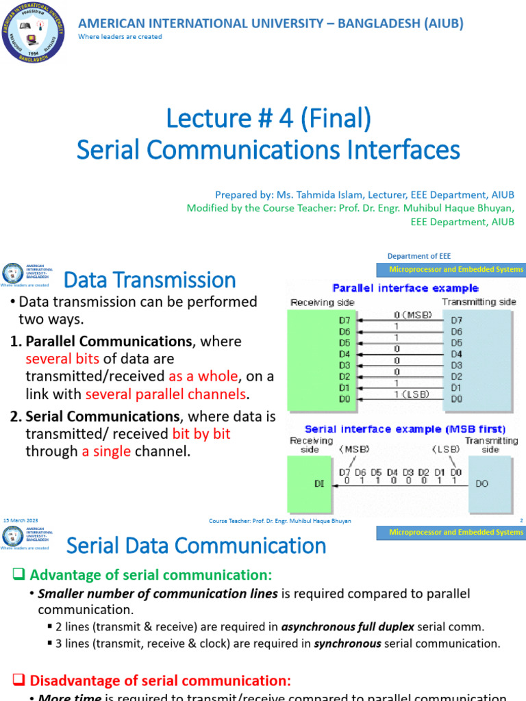 Serial Communication in Microprocessors | PDF | Computer Data ...