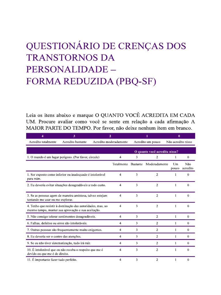 Escala PBQ | PDF