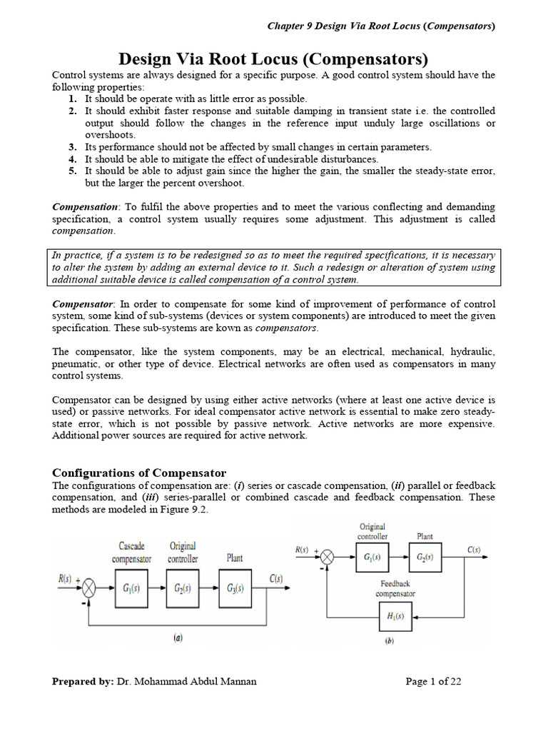 Root Locus Design for Compensators | PDF | Steady State | Electronic ...