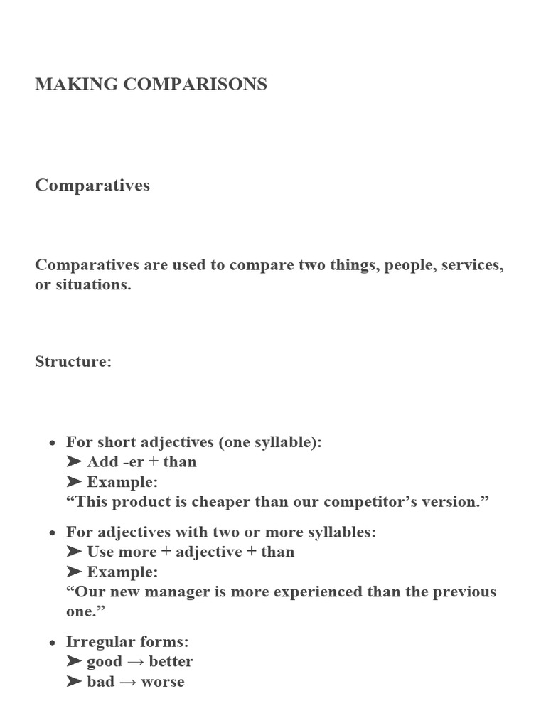 Making Comparisons Pdf