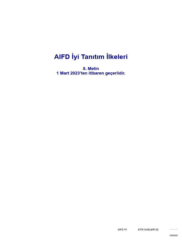 AIFD Iyi Tanitim Ilkeleri 2023 | PDF