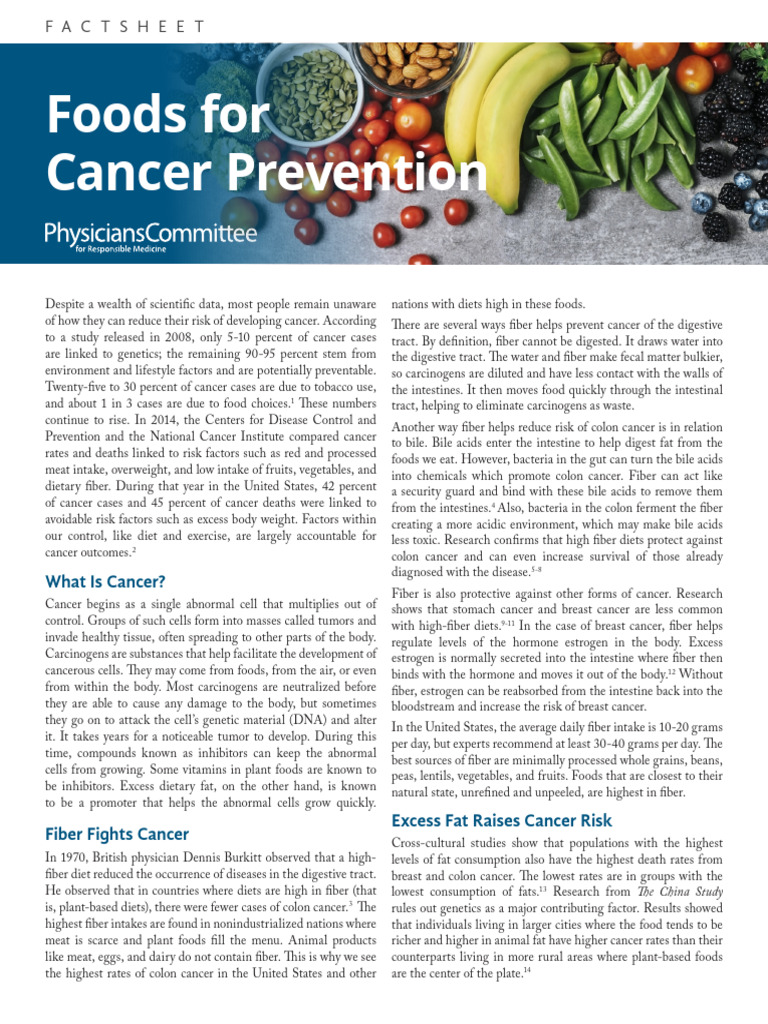 Cancer Risk: Diet and Lifestyle Factors | PDF | Dietary Fiber | Diet ...