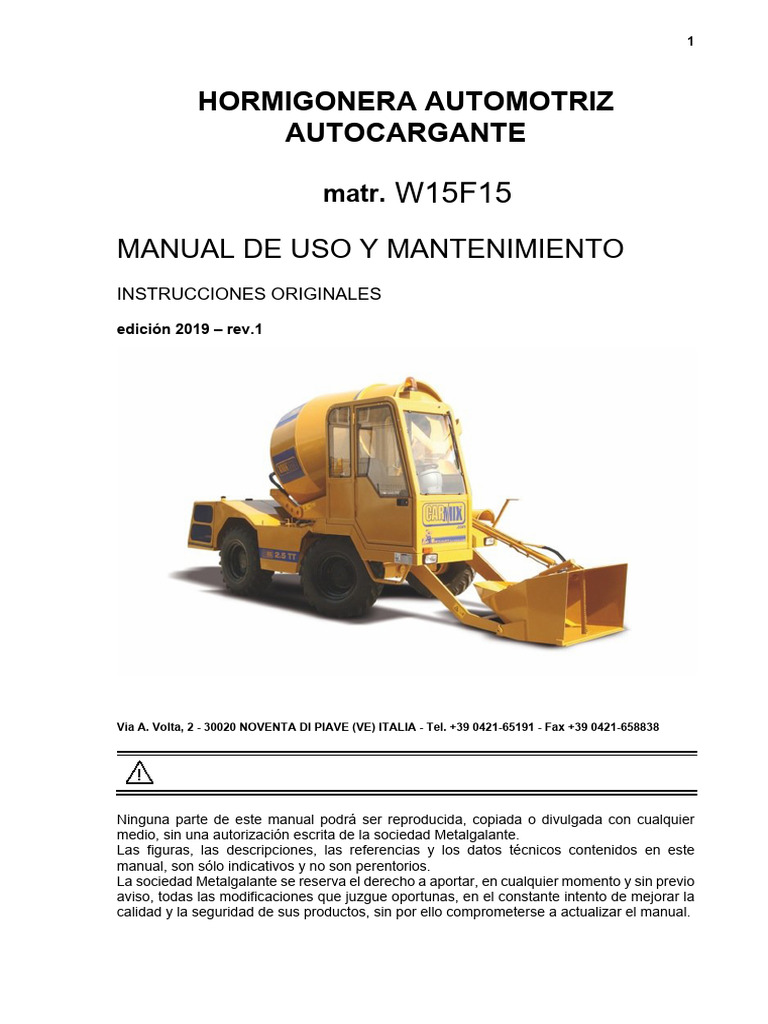 Manual de Uso y Mantenimiento Carmix 2.5 TT | PDF | Líquidos ...