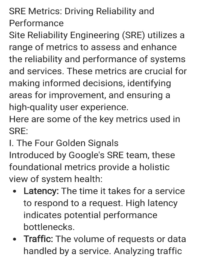 SRE Metrics - 250822 - 000217 | PDF