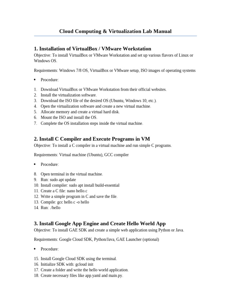 Cloud Computing Lab Manual | PDF | Virtual Machine | Open Stack