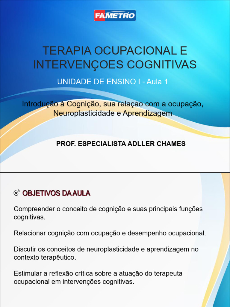 Cognição e Ocupação na Terapia Ocupacional | PDF | Neuroplasticidade ...