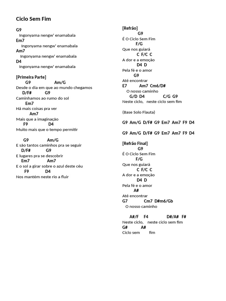 Ciclo Sem Fim: Letra e Significado | PDF